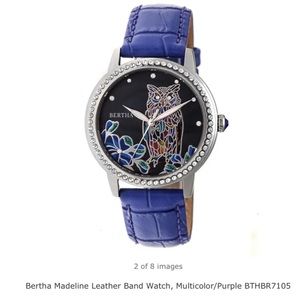 Bertha Madeline Women’s MOP Ladies Owl Face Watch Purple Band NIB